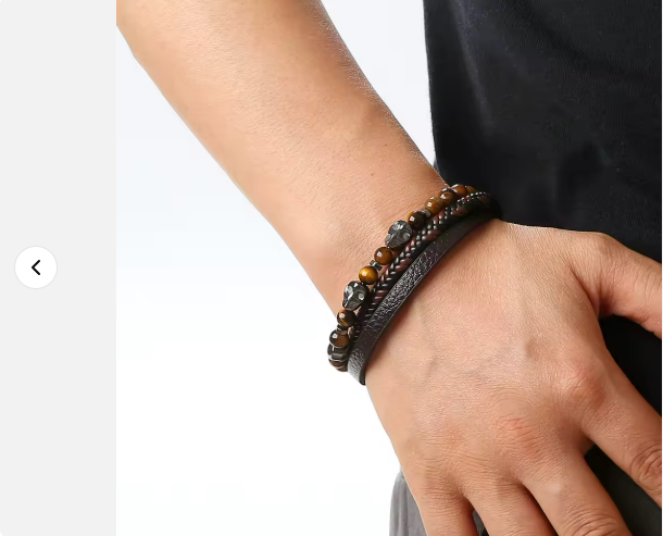 Bracelet Triple couronnes Cuir et Perles