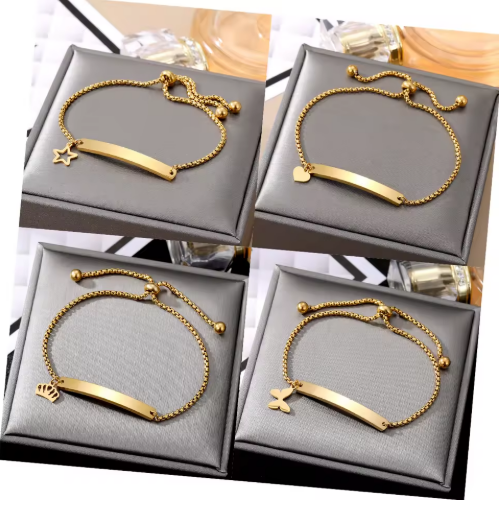 Lot de 4 Bracelets Chaine Plaqué Or