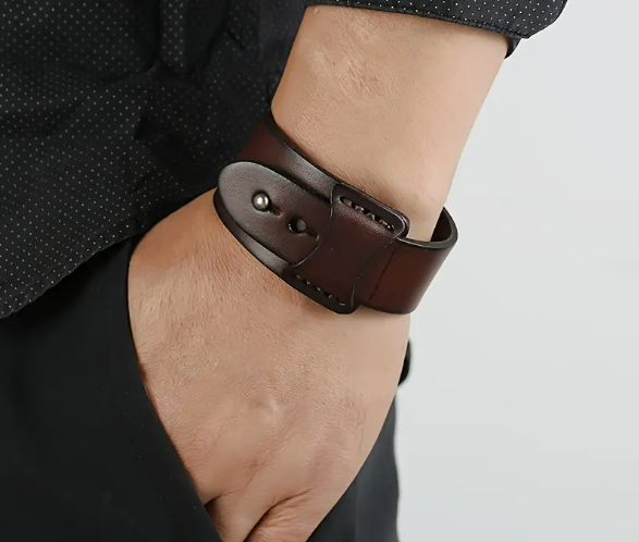 Lot de 2 Bracelets Style Rock Retro Cuir de Vâche