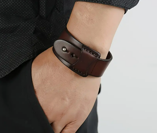 Lot de 2 Bracelets Style Rock Retro Cuir de Vâche