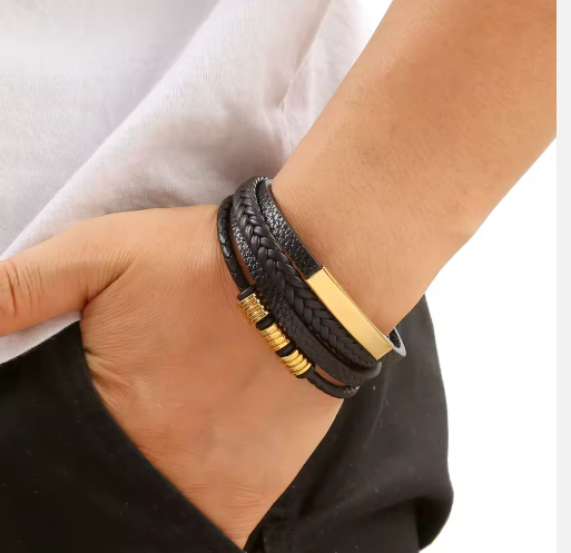 Lot de 3 Bracelets Design Fusion Quatro Cuir Tressé