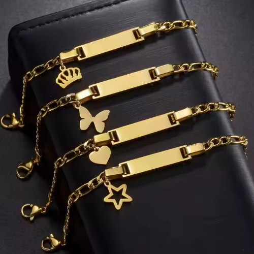 Lot de 4 Bracelets Chaine Plaqué Or