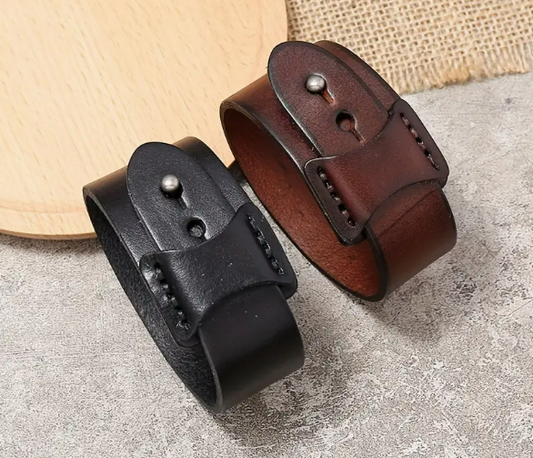 Lot de 2 Bracelets Style Rock Retro Cuir de Vâche