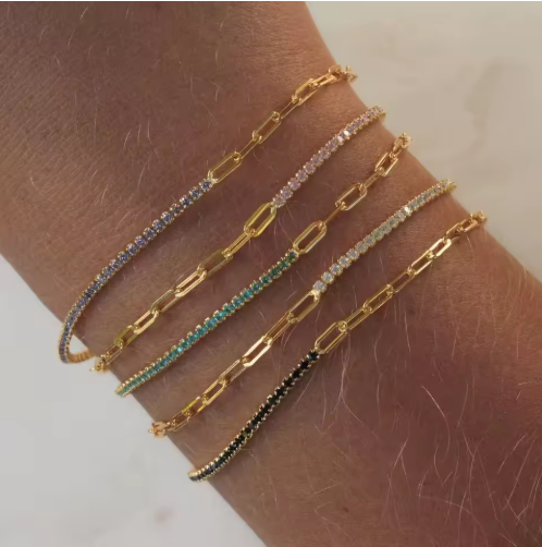 Lot de 5 Bracelets Fins en Acier Inoxydable