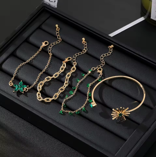 Lot de 4 Bracelets Zircon Emerode