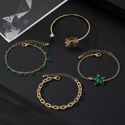 Lot de 4 Bracelets Zircon Emerode