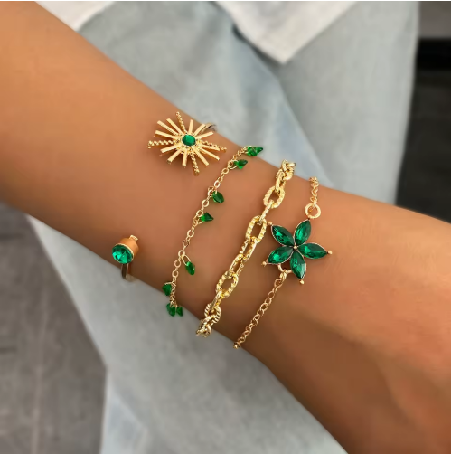 Lot de 4 Bracelets Zircon Emerode