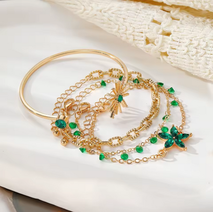 Lot de 4 Bracelets Zircon Emerode